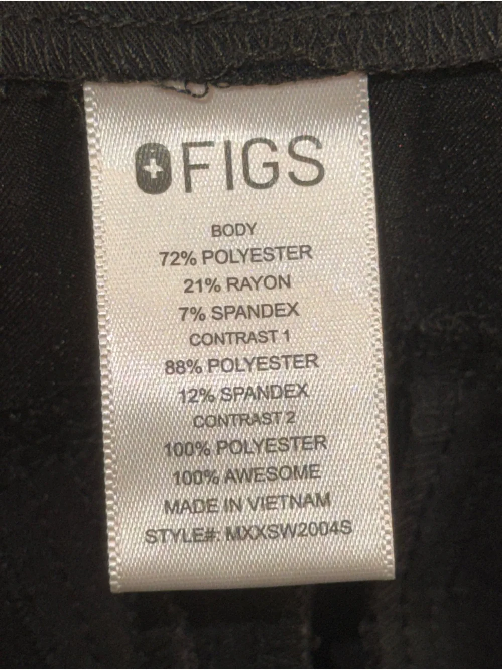 Figs Men's Black Joggers with White Drawstring